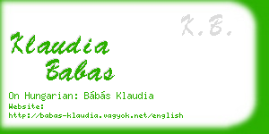 klaudia babas business card